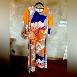 Floral Multicolor Maxi Dress yellow and Blue midi